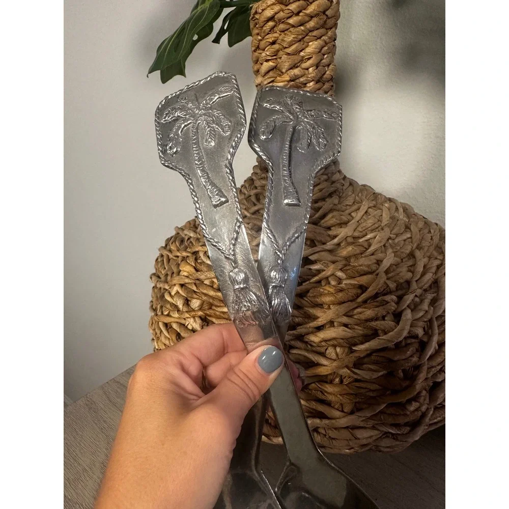 VTG 1994 Mariposa Palm Tree Serving‎ Salad Spoon Fork Set Tropical